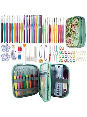 100pc Crochet Hook Set Ergonomic Soft Grip Handles Case Beginners Kit Gift